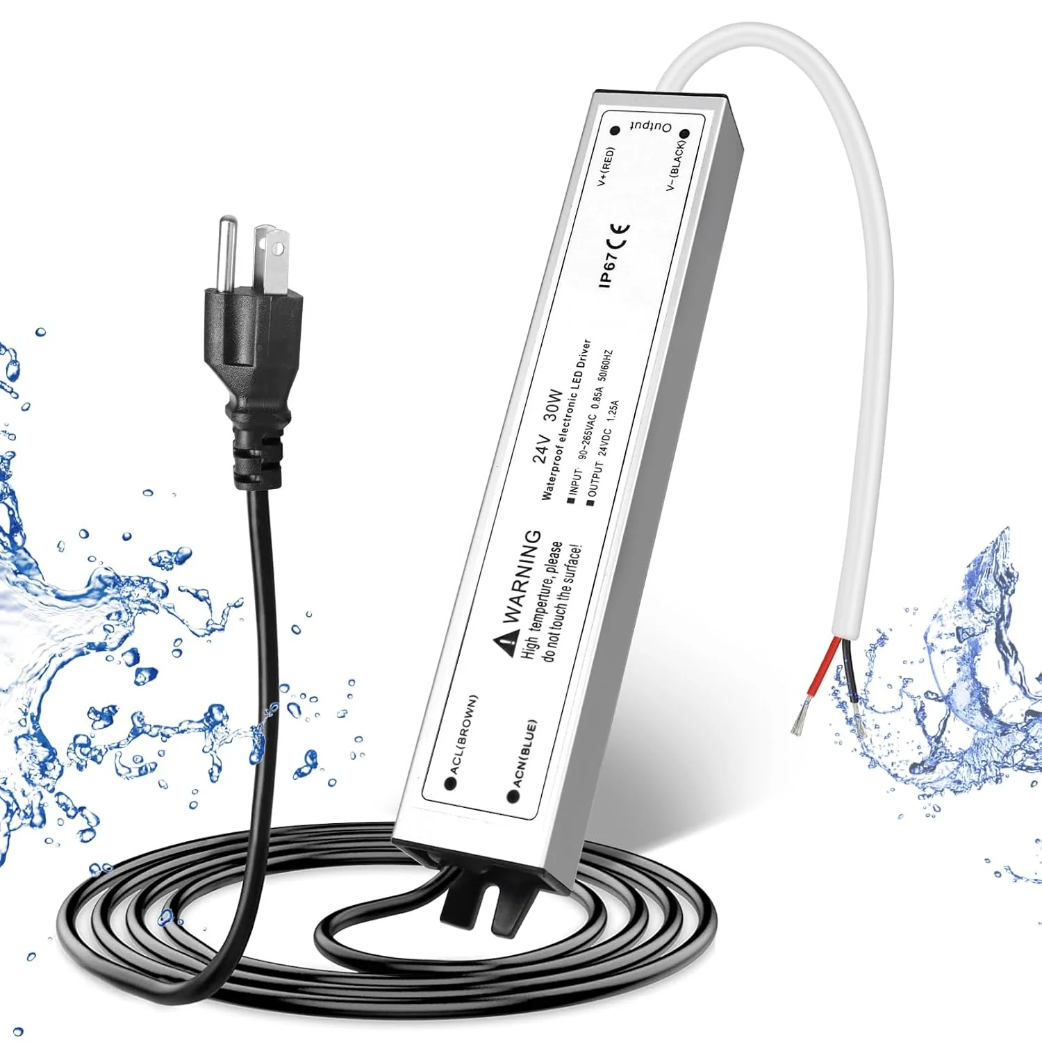 24V Waterproof LED Power Supply 30W–300W, 90–265V Input, Single/Dual Wire Output, Outdoor LED Driver, CE/RoHS/FCC — US/UK/EU Plug & Wire Leads Options - Image 13