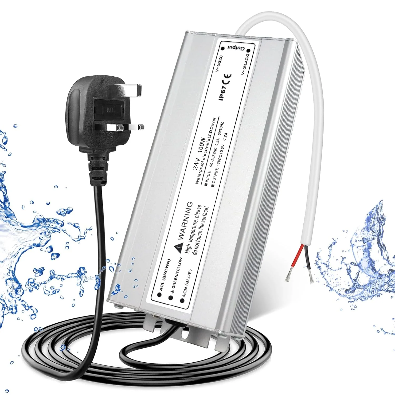 24V Waterproof LED Power Supply 30W–300W, 90–265V Input, Single/Dual Wire Output, Outdoor LED Driver, CE/RoHS/FCC — US/UK/EU Plug & Wire Leads Options - Image 14