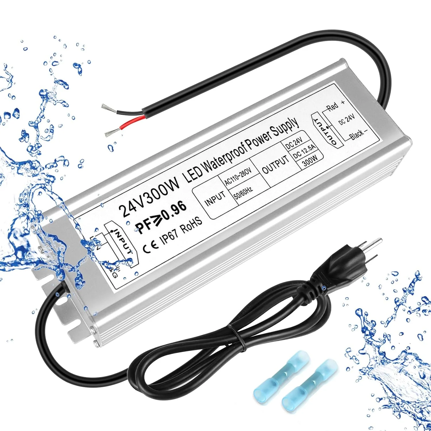 24V Waterproof LED Power Supply 30W–300W, 90–265V Input, Single/Dual Wire Output, Outdoor LED Driver, CE/RoHS/FCC — US/UK/EU Plug & Wire Leads Options - Image 17