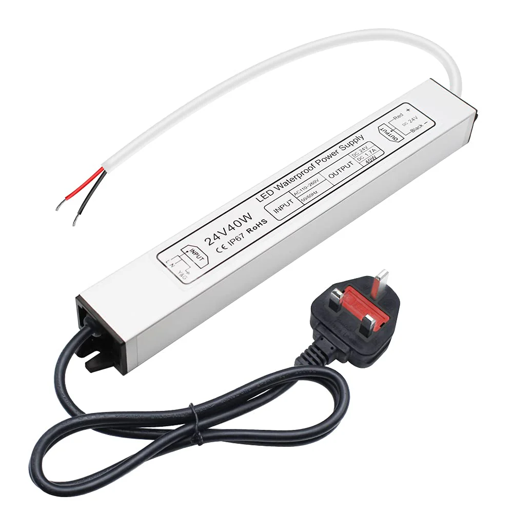 24V Waterproof LED Power Supply 30W–300W, 90–265V Input, Single/Dual Wire Output, Outdoor LED Driver, CE/RoHS/FCC — US/UK/EU Plug & Wire Leads Options - Image 18