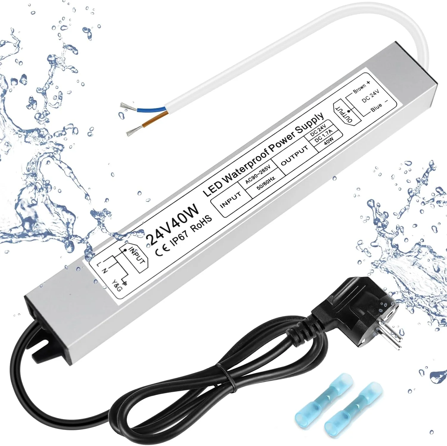 24V Waterproof LED Power Supply 30W–300W, 90–265V Input, Single/Dual Wire Output, Outdoor LED Driver, CE/RoHS/FCC — US/UK/EU Plug & Wire Leads Options - Image 19