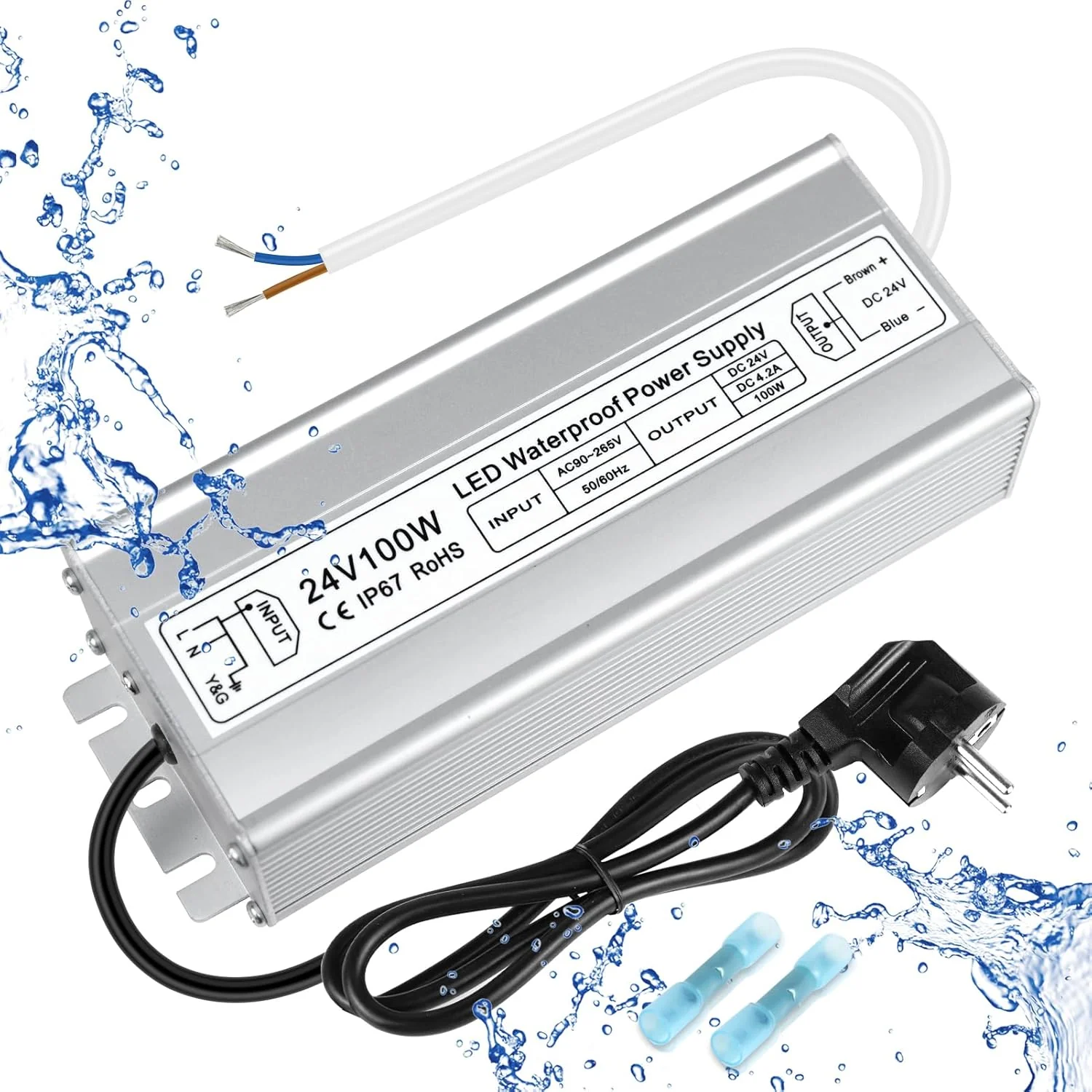 24V Waterproof LED Power Supply 30W–300W, 90–265V Input, Single/Dual Wire Output, Outdoor LED Driver, CE/RoHS/FCC — US/UK/EU Plug & Wire Leads Options - Image 24