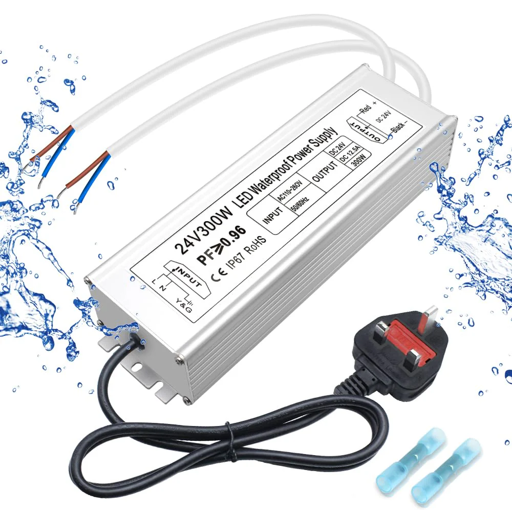 24V Waterproof LED Power Supply 30W–300W, 90–265V Input, Single/Dual Wire Output, Outdoor LED Driver, CE/RoHS/FCC — US/UK/EU Plug & Wire Leads Options - Image 31