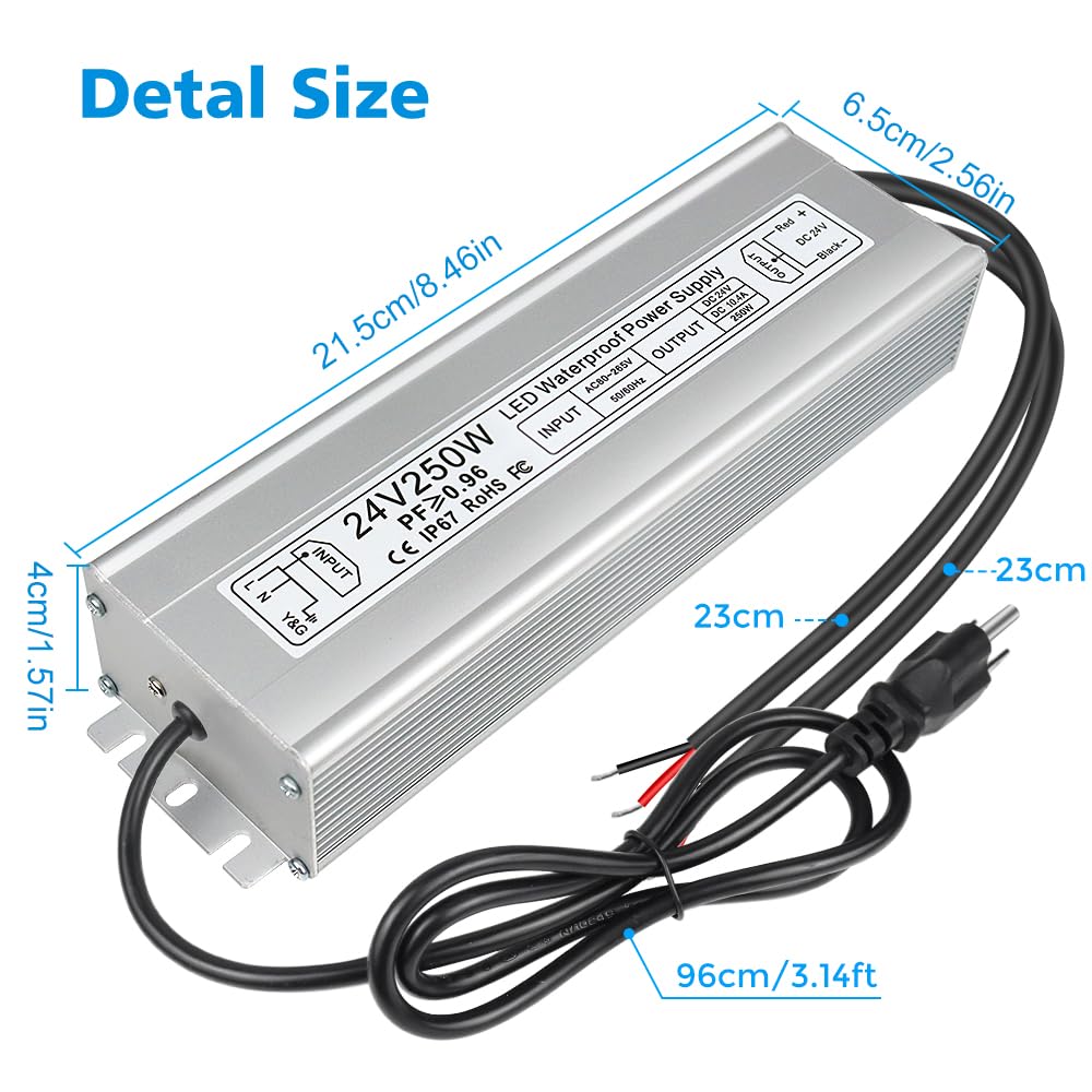 24V Waterproof LED Power Supply 30W–300W, 90–265V Input, Single/Dual Wire Output, Outdoor LED Driver, CE/RoHS/FCC — US/UK/EU Plug & Wire Leads Options - Image 33