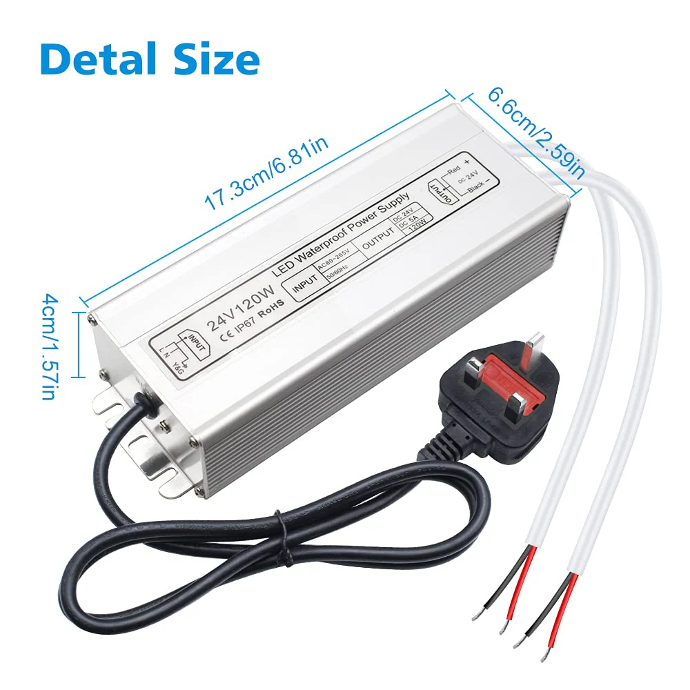24V Waterproof LED Power Supply 30W–300W, 90–265V Input, Single/Dual Wire Output, Outdoor LED Driver, CE/RoHS/FCC — US/UK/EU Plug & Wire Leads Options - Image 42