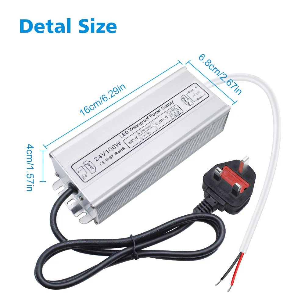 24V Waterproof LED Power Supply 30W–300W, 90–265V Input, Single/Dual Wire Output, Outdoor LED Driver, CE/RoHS/FCC — US/UK/EU Plug & Wire Leads Options - Image 43