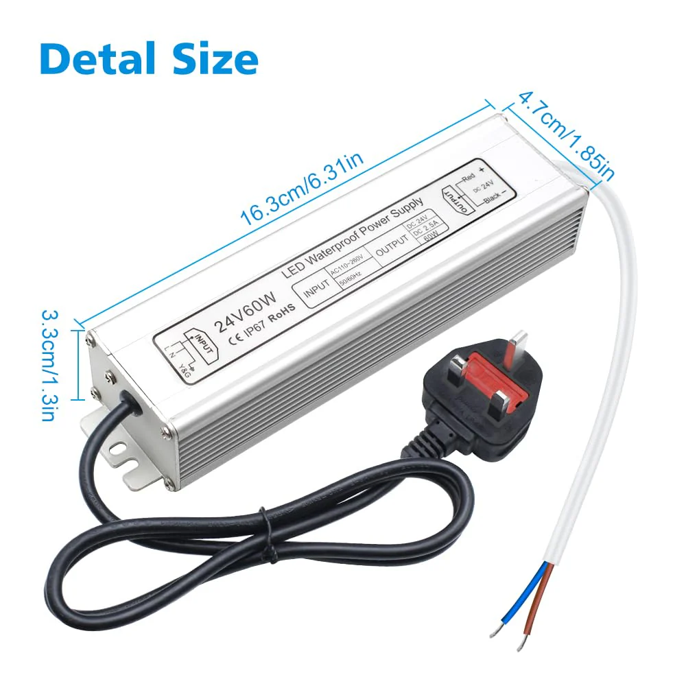 24V Waterproof LED Power Supply 30W–300W, 90–265V Input, Single/Dual Wire Output, Outdoor LED Driver, CE/RoHS/FCC — US/UK/EU Plug & Wire Leads Options - Image 44