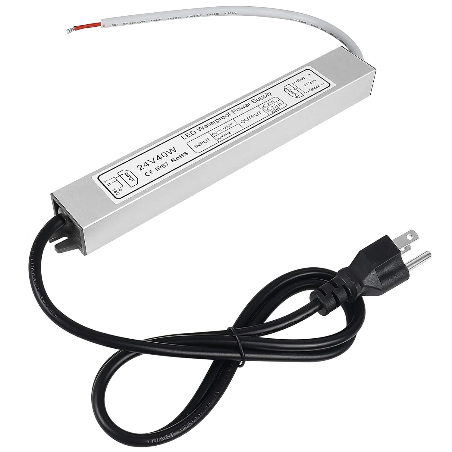 24V Waterproof LED Power Supply 30W–300W, 90–265V Input, Single/Dual Wire Output, Outdoor LED Driver, CE/RoHS/FCC — US/UK/EU Plug & Wire Leads Options - Image 8