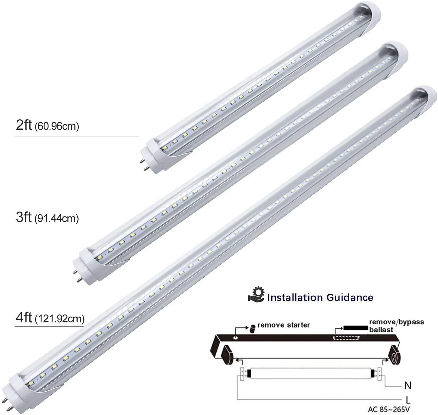 2ft Retrofit T8 LED Tube Light – 10W – Frosted Cover – Warm / Natural / Daylight White – 4-Pack / 20-Pack – Ballast Bypass – Non-Dimmable - Image 9