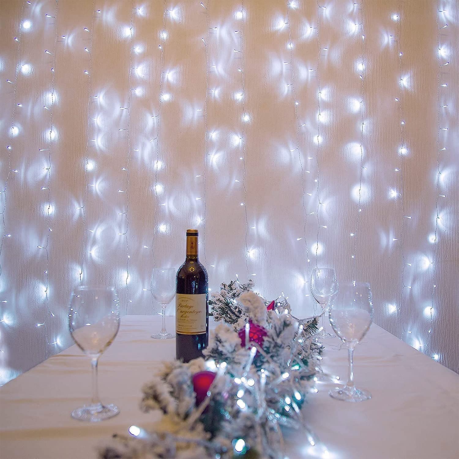 2PCS Pack of Curtain String Lights, 300 LED 9.8ft x 9.8ft 8 Lighting Modes Fairy Lights IP44 Certificated Plug in, Waterproof Lights for Christmas Party Wedding Outdoor Indoor Wall Deco - Image 13