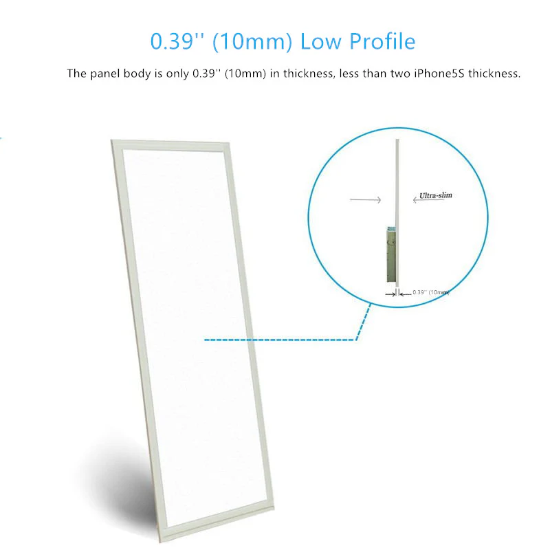 2'x4' (595x1195mm) 60W LED Panel Light in 0.39'' (10mm) Thick White Trim Flat Sheet Panel Lighting Board Super Bright Ultra Thin Glare-Free - Image 3