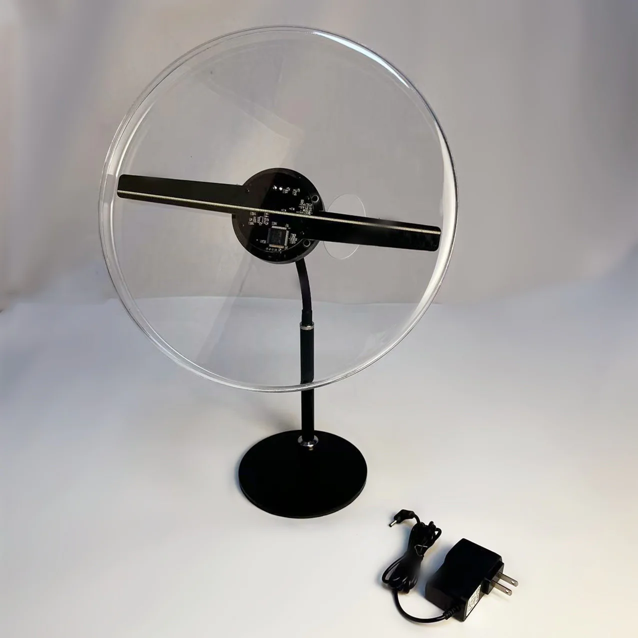 30cm (11.8”) DC5V 3D Hologram Fan Display | 2-Blade High Brightness LED Visual Player | Desktop / Floor Stand | Battery-Powered Option (No Battery Included) | Transparent or Black Background Protective Cover / Housing - Image 7