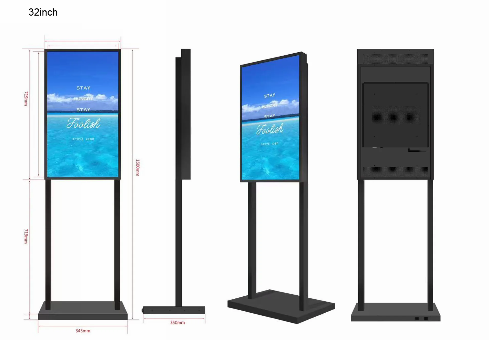 32" Single-Sided 2500nits High Bright LCD Window Advertising Display, Android RK3568 2G+32G, Non-Touch, Cloud/APP/USB, Wall-Mount/Floor Stand/Suspended Installation - Image 16