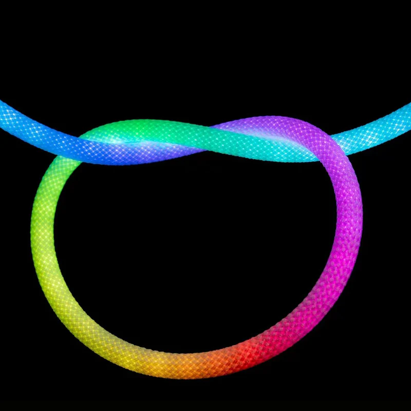 360° RGB Woven-Style Neon LED Light Strip | 5V 0.59‘’ Flexible Silicone Tube | Waterproof, Full-View Illumination, Plug & Play Kit with Controller (5m / 20 Rolls Options) - Image 12