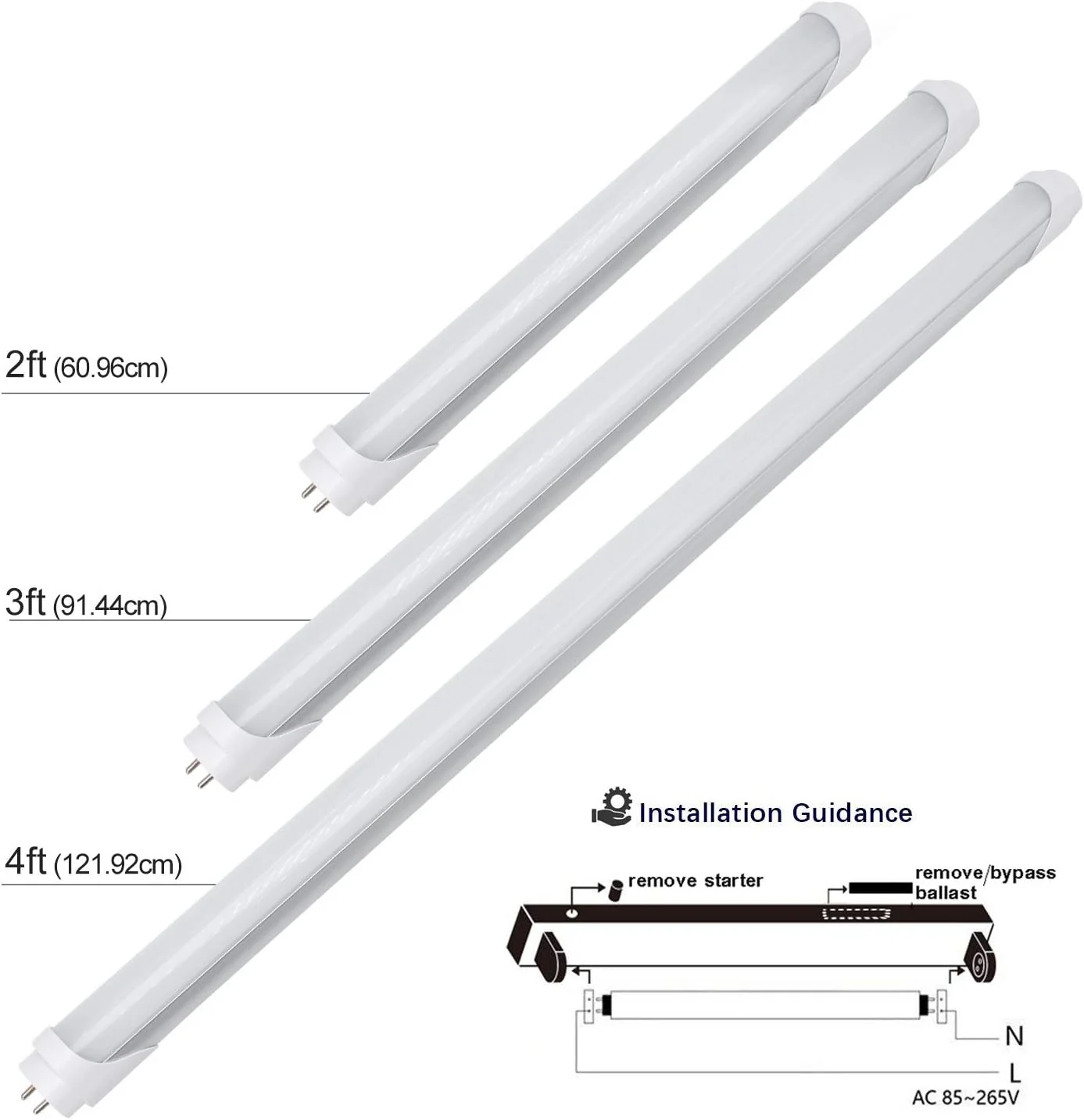 3ft T8 LED Tube Lamp – 15W – Retrofit Type – Frosted Cover – 3000K / 4000K / 5000K – 4-Pack or 20-Pack – Ballast Bypass – Non-Dimmable (AC90-240V)or 110V Dimmable - Image 8