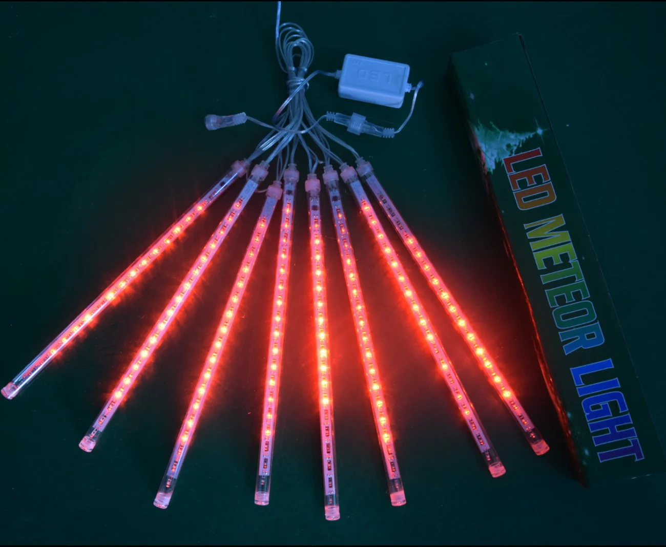 3PCS Pack of Christmas Lights Meteor Shower Rain Lights 8 Tube 12 Inch Waterproof Plug in Falling Rain Fairy String Lights for Halloween Christmas Holiday Party Home Patio Outdoor Decoration - Image 3