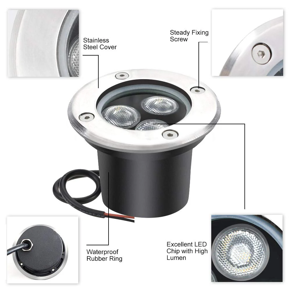 3W Low Voltage Inground LED Spotlight – Warm White | DC 12V / 24V | IP67 Waterproof | Outdoor Landscape & Path Lighting | for Driveway, Deck, Step & Garden Lighting | 6-Pack - Image 2