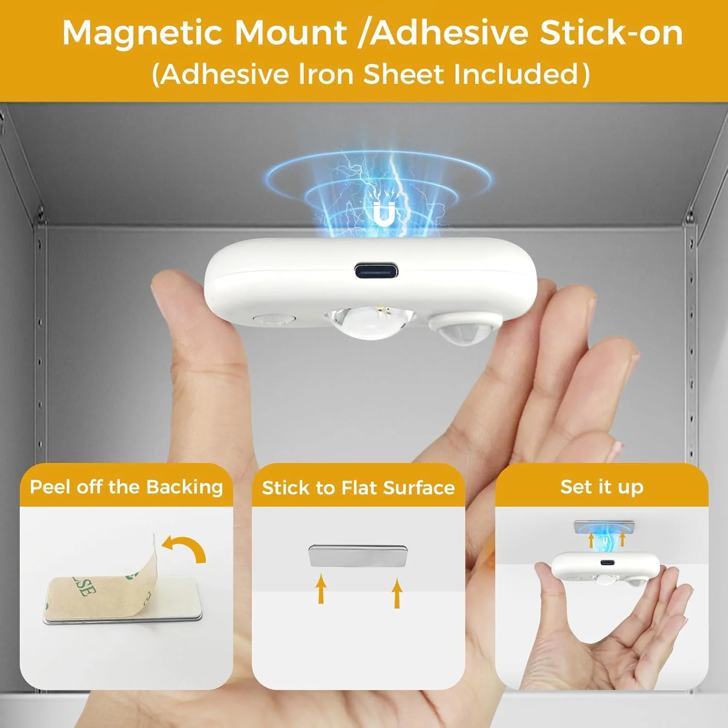 4/6 Pack Rechargeable Oval LED Closet Light | Motion Sensor, Tap Switch, Dimmable | Warm / Daylight White | Black / White Finish | Magnetic Mounting for Closets & Cabinets - Image 6