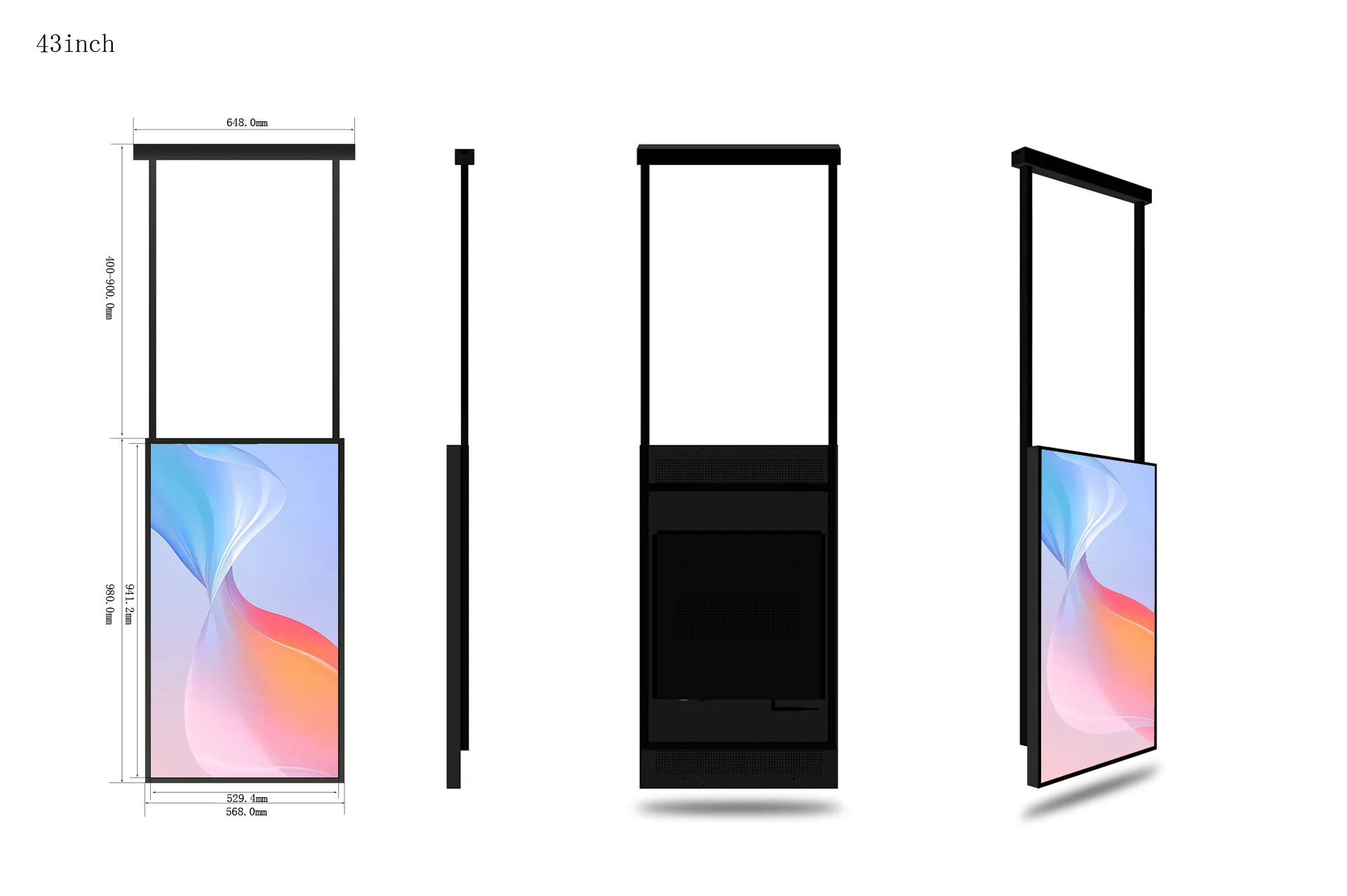 43" Single-Sided 2500nits High Bright Window LCD Digital Signage, Android RK3568 2G+32G, Non-Touch, Cloud/APP/USB, Wall-Mount/Floor Stand/Suspended Installation - Image 14