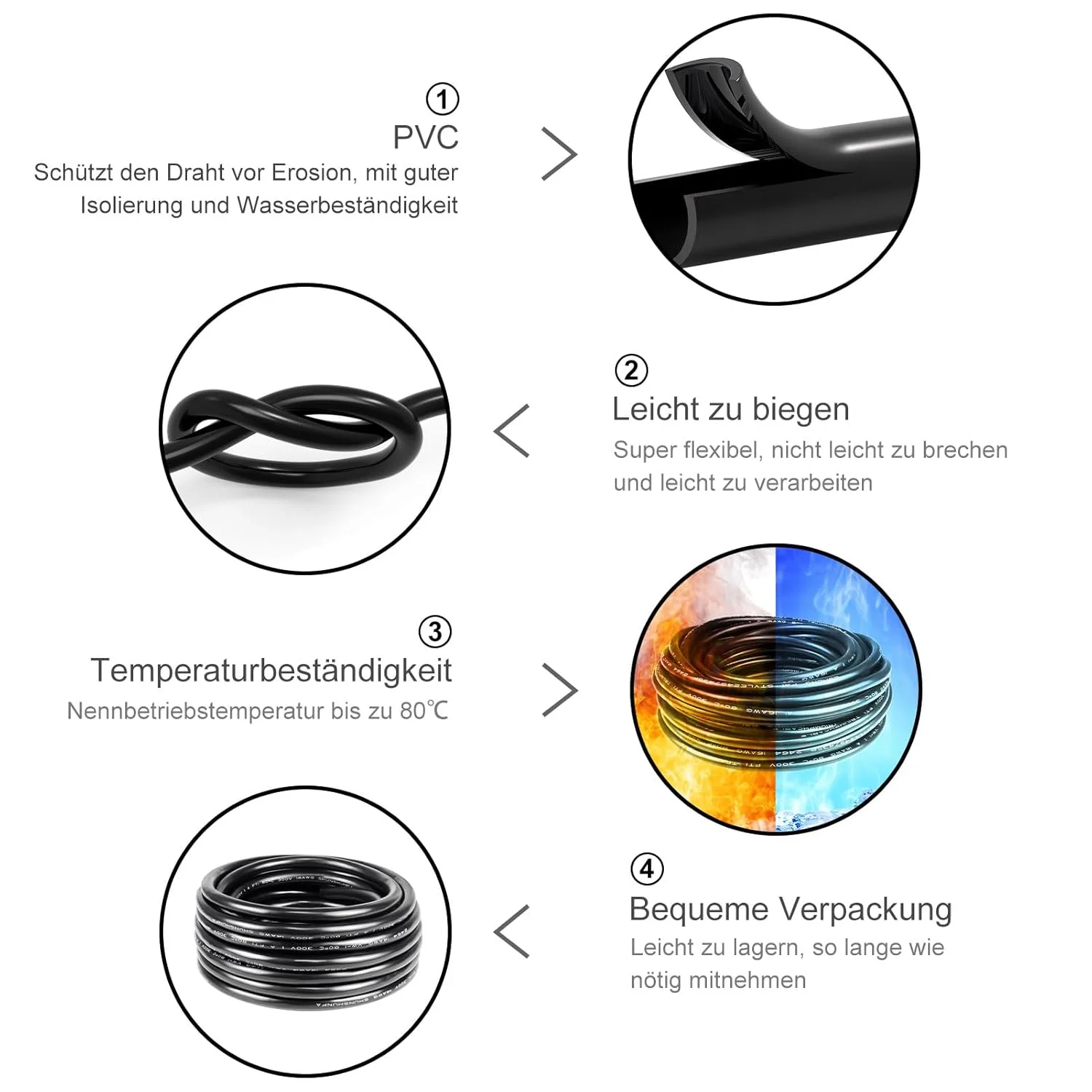 5/10/20/30 Metres 14/22 AWG, 3 x 2.0/4 x 2.0/6 x 0.3/6 x 2.0 mm² Electric Cable, 6 Core Cable, 5V/12V/24V/300V Power Cable, Tinned Copper Cable, Flexible and Soft, Low Impedance, High Temperature Resistance, Extension Cable - Image 12