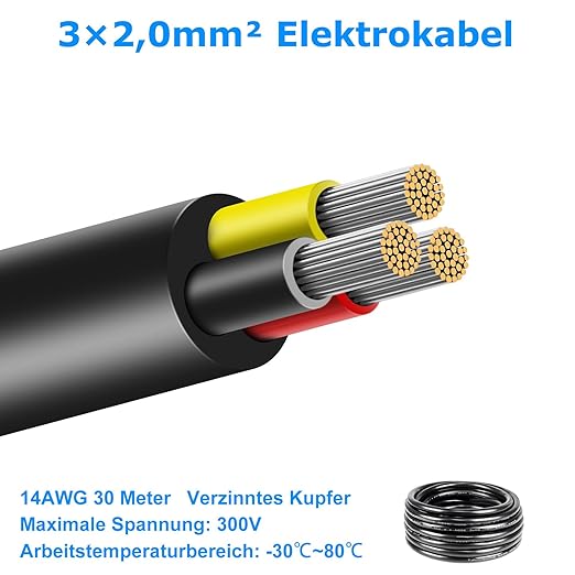 5/10/20/30 Metres 14/22 AWG, 3 x 2.0/4 x 2.0/6 x 0.3/6 x 2.0 mm² Electric Cable, 6 Core Cable, 5V/12V/24V/300V Power Cable, Tinned Copper Cable, Flexible and Soft, Low Impedance, High Temperature Resistance, Extension Cable - Image 4
