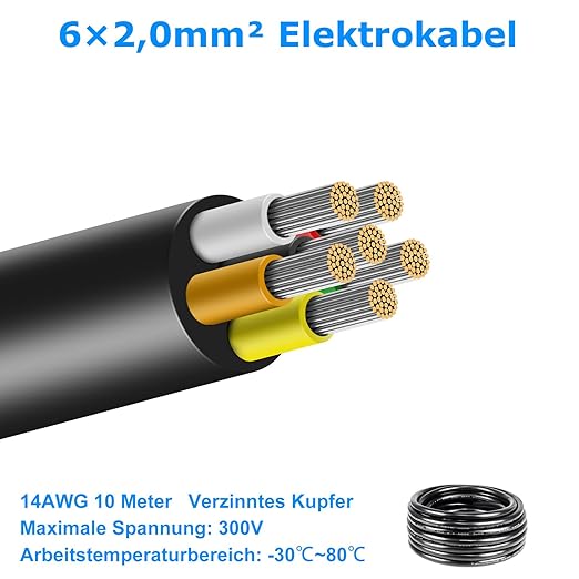 5/10/20/30 Metres 14/22 AWG, 3 x 2.0/4 x 2.0/6 x 0.3/6 x 2.0 mm² Electric Cable, 6 Core Cable, 5V/12V/24V/300V Power Cable, Tinned Copper Cable, Flexible and Soft, Low Impedance, High Temperature Resistance, Extension Cable - Image 6