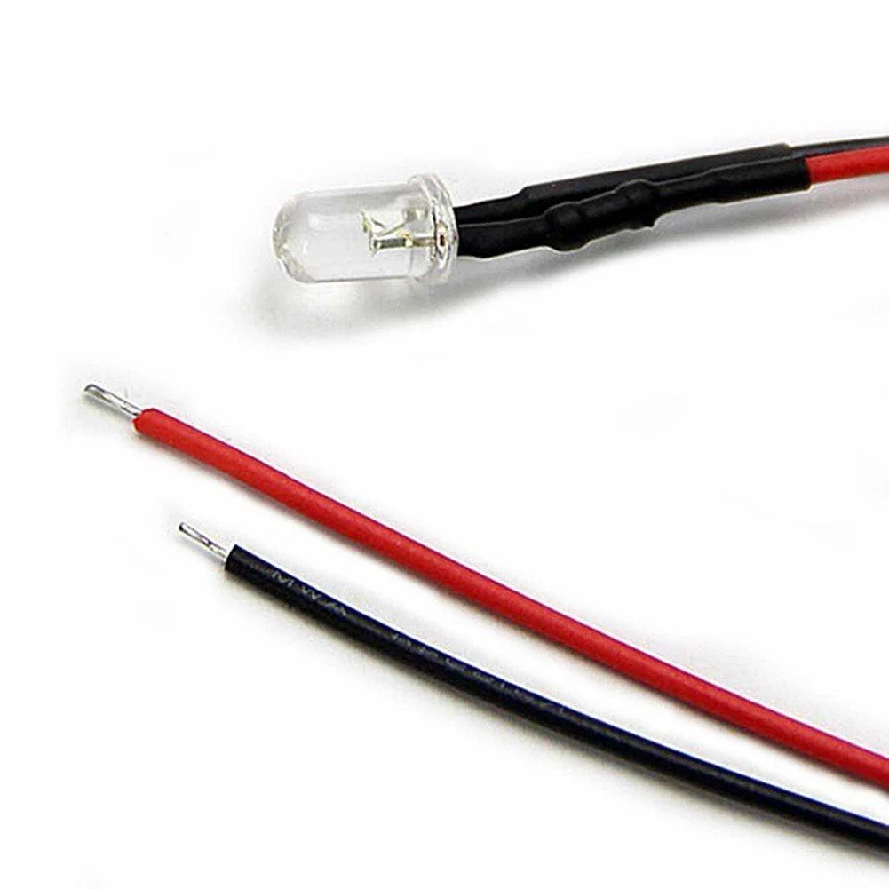 50pcs Pack 3mm LED Pre Wired light 3V/6V/12V 20cm F5 Straw Hat Round Top Bulbs Light Lamp for DIY Car Boat Toys Party lighting Project - Image 3