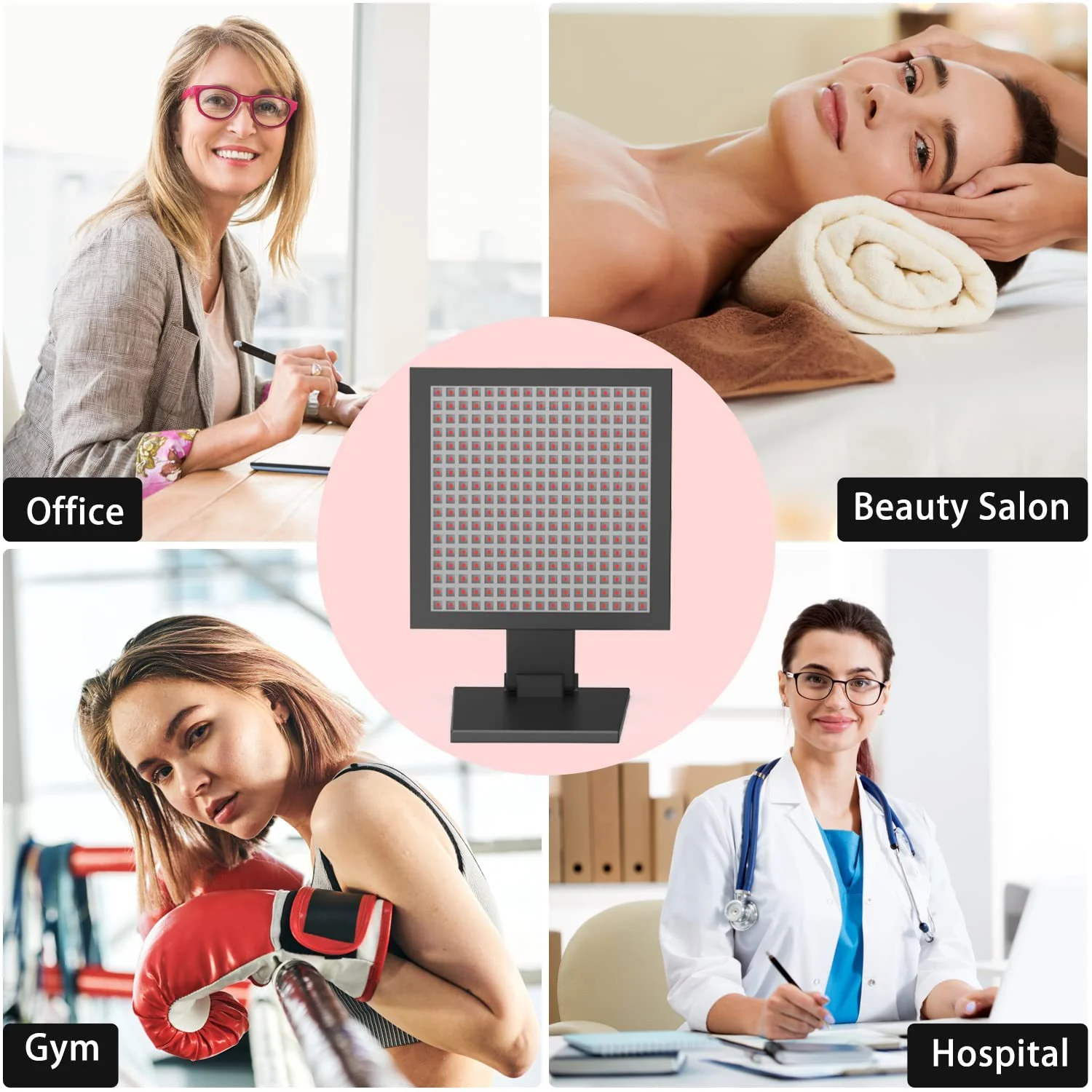 50W Infrared Therapy Lamp – Red Light 655–665nm & IR 850–860nm | Dimmable & Timer | AC100–240V | Aluminum Alloy + PC Cover | for Skin Beauty, Muscle | Blue Stand / Desktop Stand | Included Controller, Protective Goggles | US / EU / UK / AU Plug - Image 24