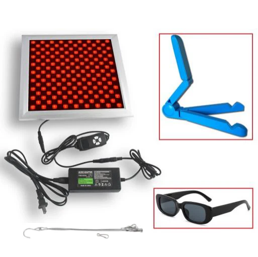 50W Infrared Therapy Lamp – Red Light 655–665nm & IR 850–860nm | Dimmable & Timer | AC100–240V | Aluminum Alloy + PC Cover | for Skin Beauty, Muscle | Blue Stand / Desktop Stand | Included Controller, Protective Goggles | US / EU / UK / AU Plug - Image 4