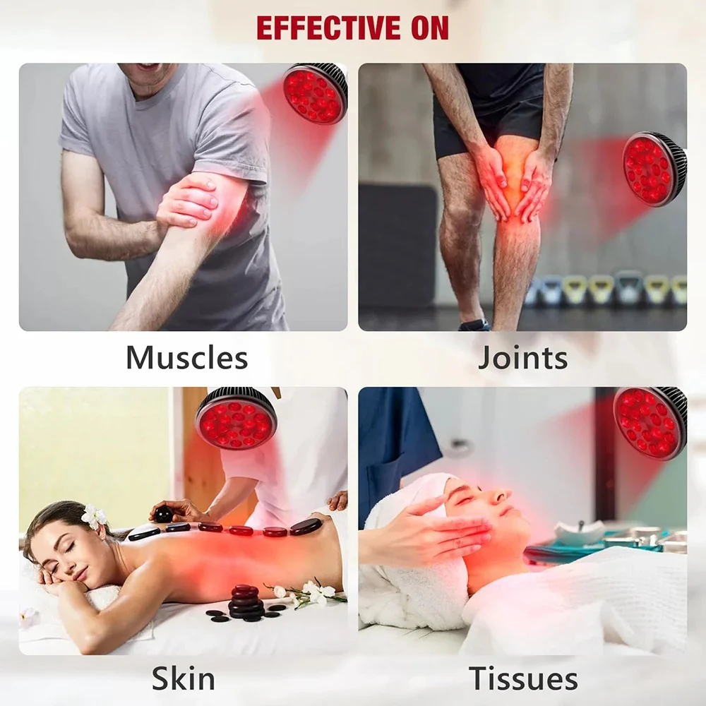 54W PAR38 Infrared Therapy LED Bulb – Dual Chip Red Light 660nm & Near Infrared 850nm | E26 / E27 Base | With / Without Desktop Clamp | US / EU Plug | Plug-In Red Light Therapy Lamp for Skin Beauty, Muscle & Joint Pain Relief - Image 8