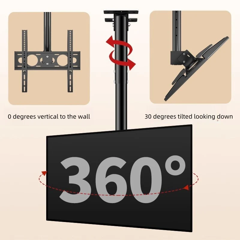 42-85 inch LCD Screen Hanger LCD TV Ceiling Hanger 360 Degree Rotation Wall-mounted LCD Monitor Stand - Image 8