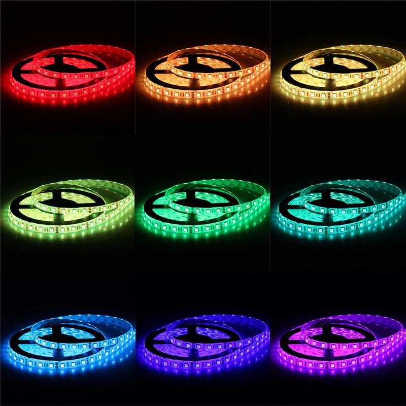 5M/10M SMD5050 RGB LED Strip Light Kit - DC12V | 30 / 60LEDs/M | 10mm PCB | IP00 / IP65 | 5M /10M | RGB Color Changing LED Strip Lights with Alexa, Google Assistant | 24/ 44 Keys Controller + Power Supply - Image 5