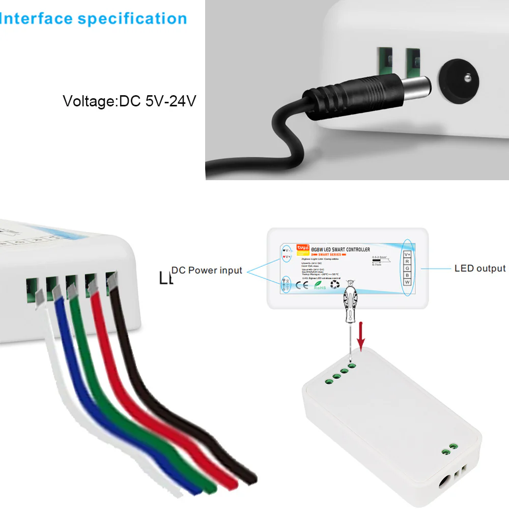5V-24V DC Tuya APP Smart WiFi 2.4G RF Wireless RGBW Remote LED Controller for RGBW LED Strips - Image 2