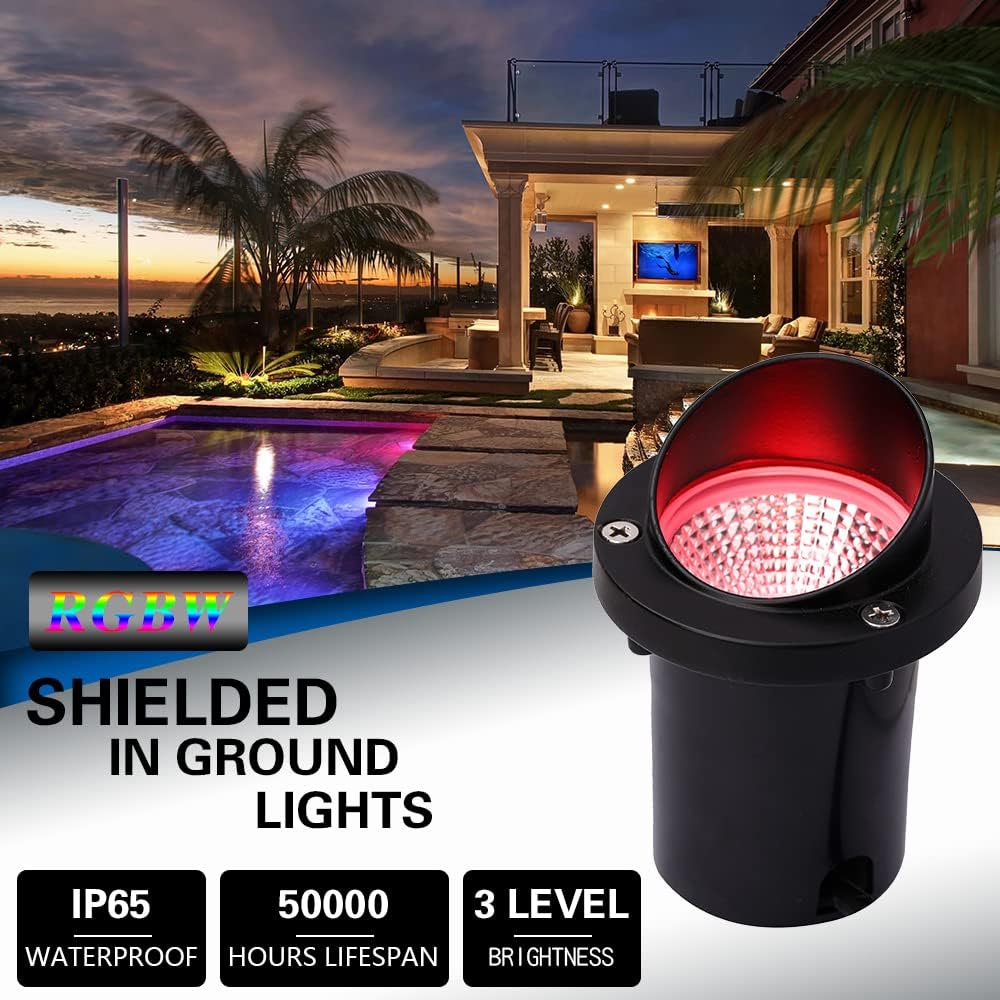 5W Low Voltage RGBWW Inground LED Well Lights – RGB + 3000K Warm White | DC 12V–24V | IP65 Waterproof | Outdoor Landscape & Ground Lighting for Garden, Yard & Driveway | 6 / 8-Pack - Image 2