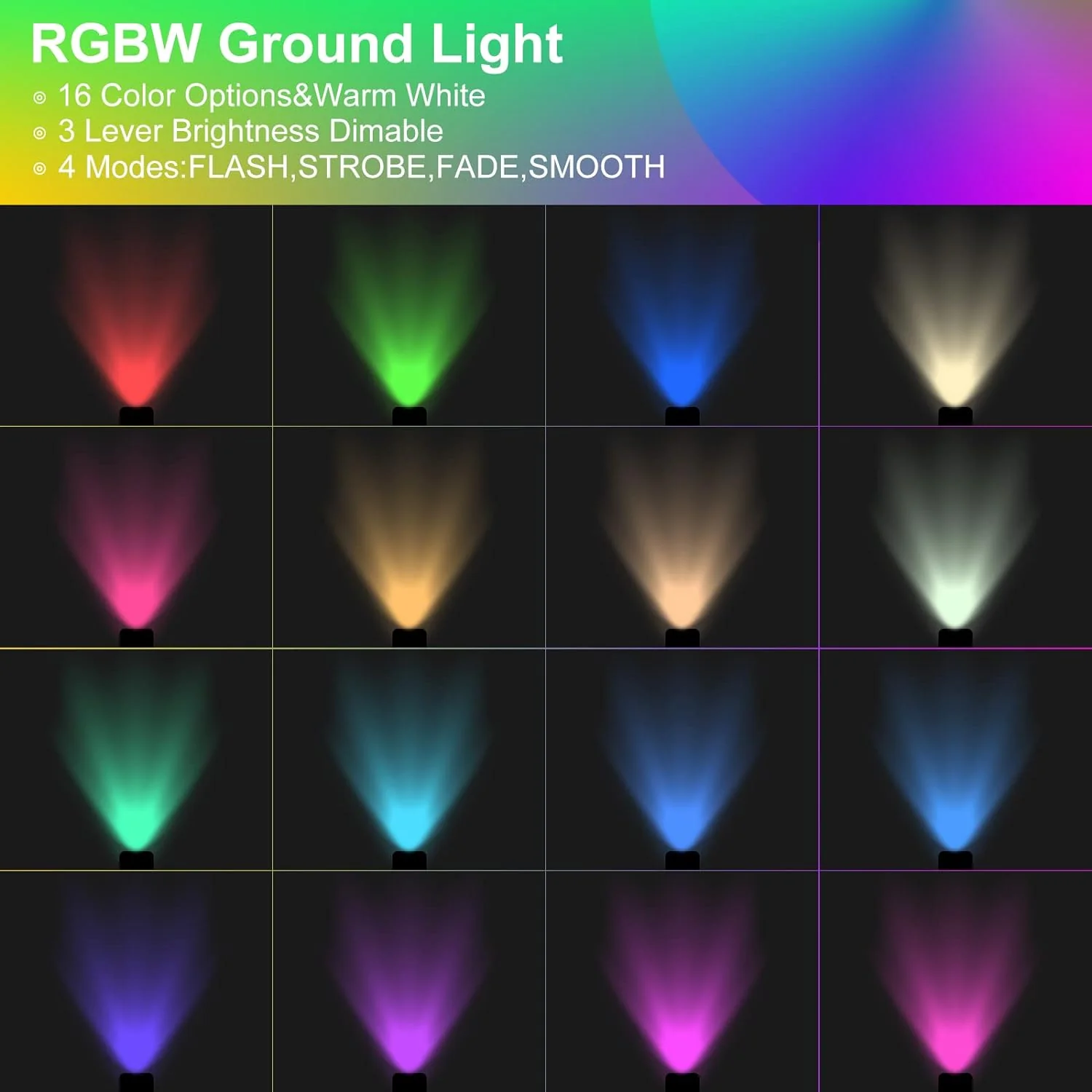 5W Low Voltage RGBWW Inground LED Well Lights – RGB + 3000K Warm White | DC 12V–24V | IP65 Waterproof | Outdoor Landscape & Ground Lighting for Garden, Yard & Driveway | 6 / 8-Pack - Image 4