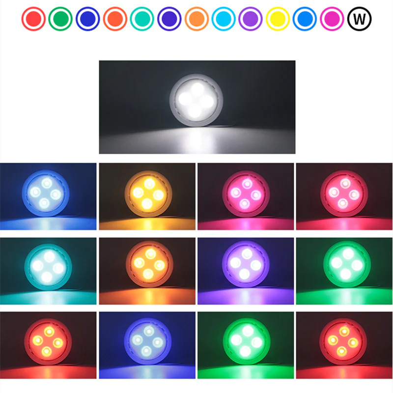 6 Pack LED Puck Lights with Remote, White Finish RGBW Color Changing Under Cabinet Lights Wireless,13 Colors Changeable LED Closet Light Dimmable,AA Battery Operate Push Night Lights with Timer Function - Image 4