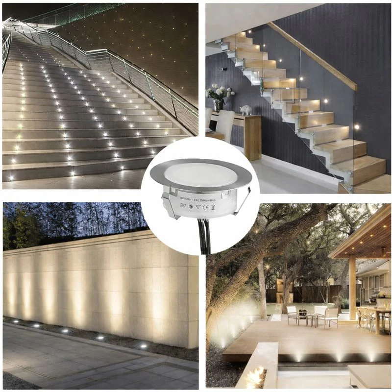 6-Pack Recessed LED Deck Lights – 1.5W Each | Warm White / Natural White  | AC100–265V Input with Power Adapter | US / EU / UK / AU Plug Options | IP67 Waterproof Inground Step Lights Kit for Deck, Garden, Yard, Stairs & Pathway Lighting - Image 5