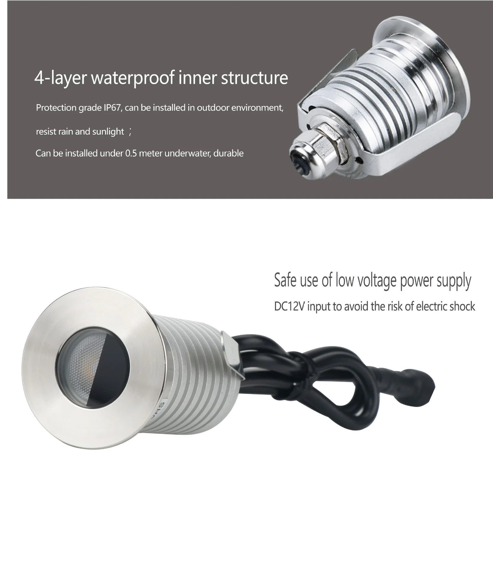 8/10-Pack Low Voltage LED Step Lights – 1W / 3W | 45° Beam Angle | 3000K / 4000K / 6000K Optional | DC12–24V | IP67 Waterproof Stainless Steel Inground Lights with Anti-glare Half Moon Lens for Deck, Pathway & Stair Lighting - Image 6