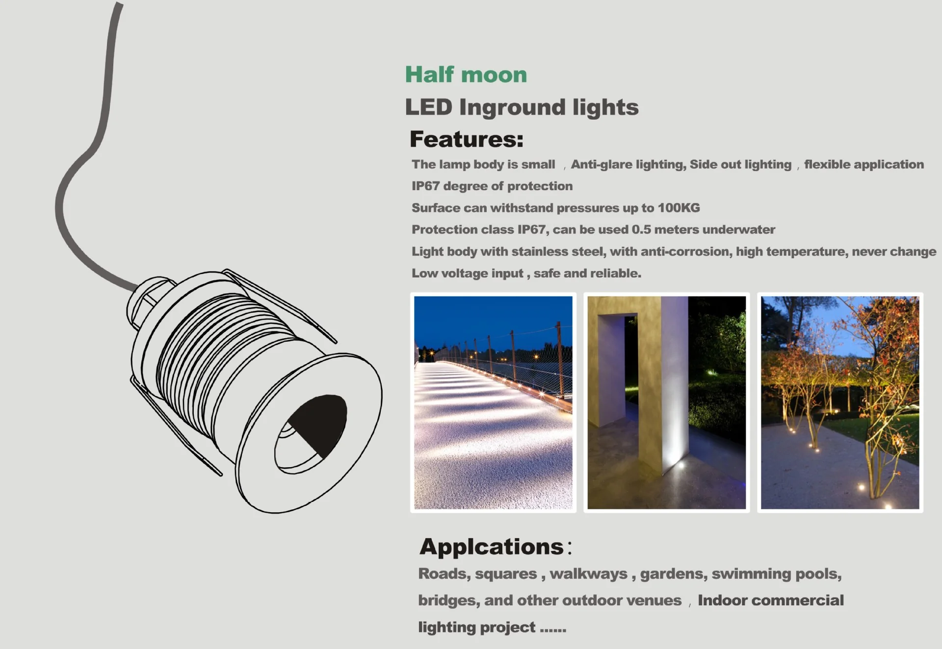 8/10-Pack Low Voltage LED Step Lights – 1W / 3W | 45° Beam Angle | 3000K / 4000K / 6000K Optional | DC12–24V | IP67 Waterproof Stainless Steel Inground Lights with Anti-glare Half Moon Lens for Deck, Pathway & Stair Lighting - Image 7