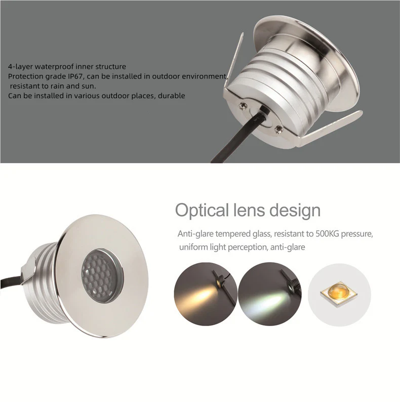 8/10-Pack Ultra-thin Honeycomb Anti-Glare Low Voltage LED Step Lights – 3W | 3000K / 4000K / 6000K  | DC12–24V | IP67 Waterproof Stainless Steel Honeycomb Step & Path Lights - Image 4
