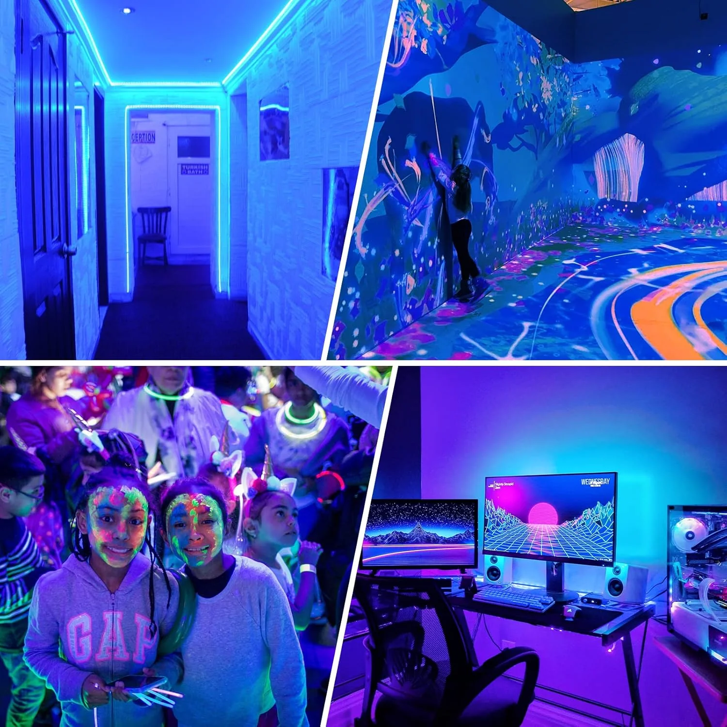 8.2FT UV Black Light LED Strip – SMD3528 | 380–400nm | USB Powered UV Light Strip with Battery Box | Non-Waterproof | For Fluorescent Party, Body Paint, Glow Decoration (2 Pack) - Image 7