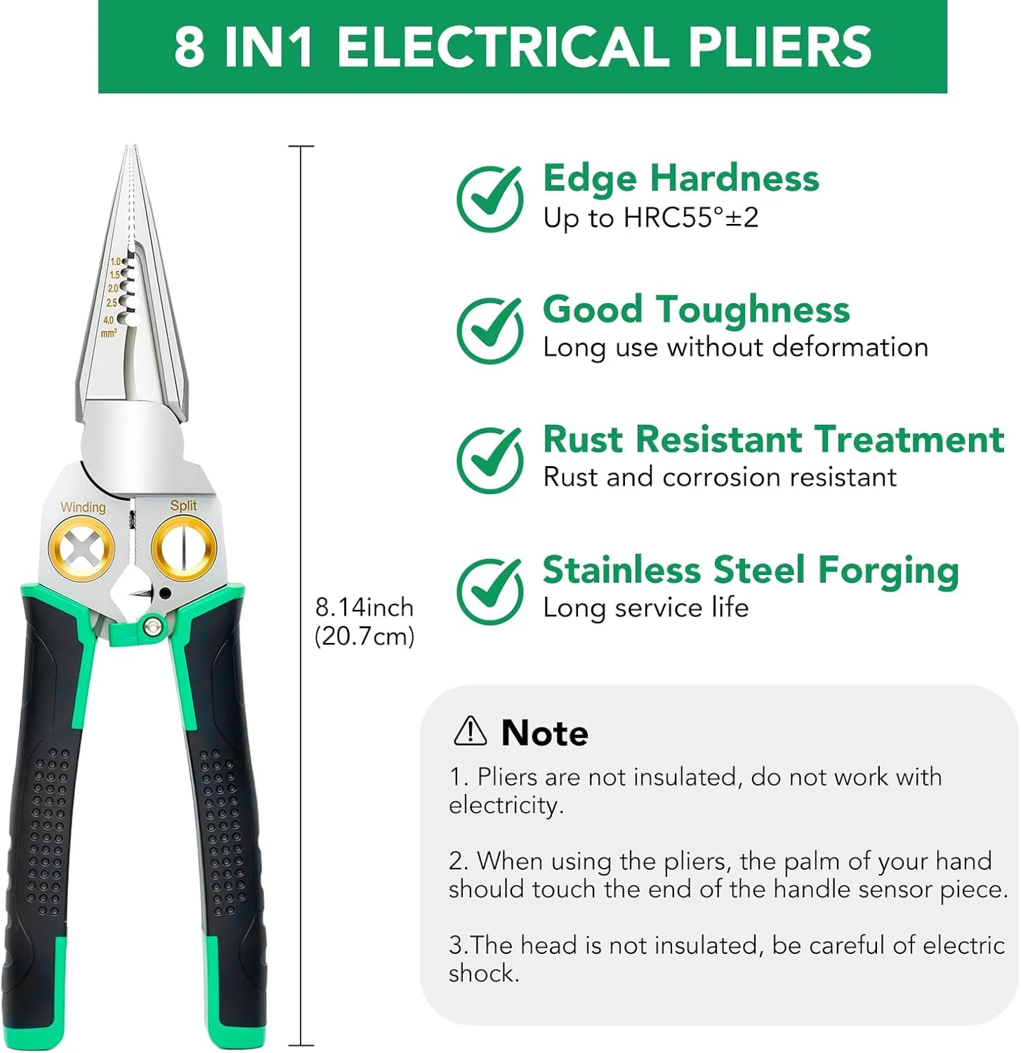 8-in-1 Wire Stripper, Multifunctional Wire Stripper Crimper Cable Cutter Pliers, Professional Wire Strippers Electrical Wire Crimper, Wiring Tools, Electrician, HVAC, Car Repair Tool - Image 4