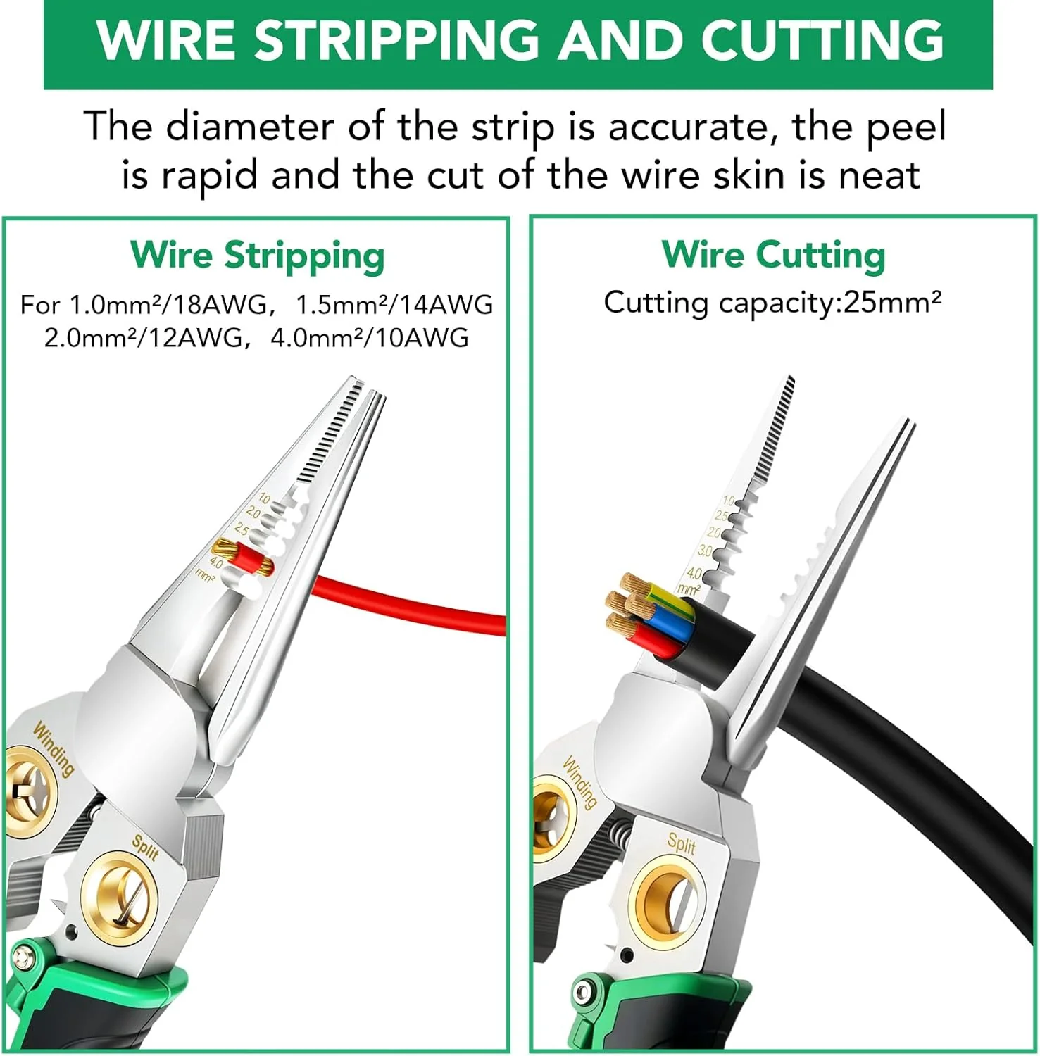 8-in-1 Wire Stripper, Multifunctional Wire Stripper Crimper Cable Cutter Pliers, Professional Wire Strippers Electrical Wire Crimper, Wiring Tools, Electrician, HVAC, Car Repair Tool - Image 5