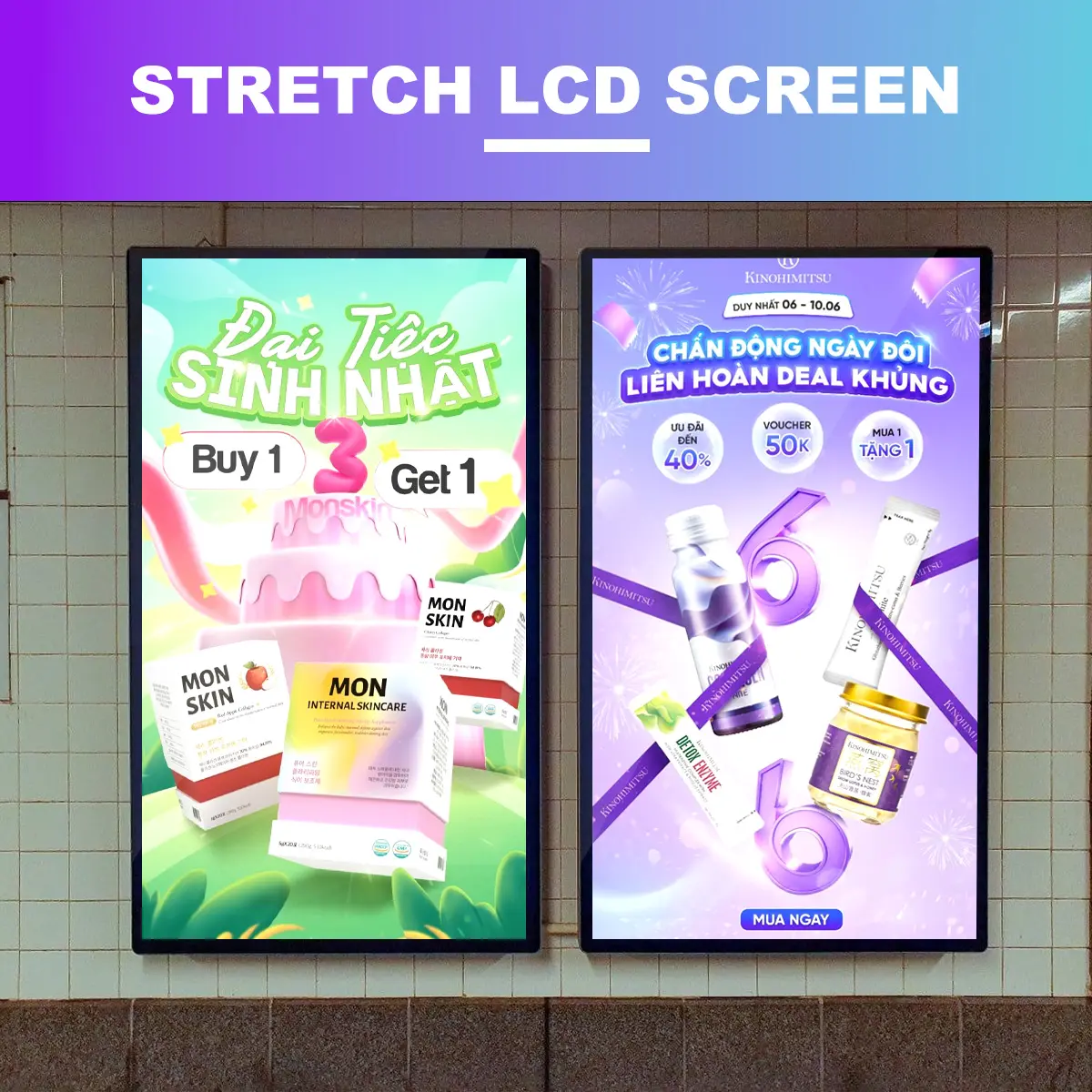 65" Indoor Wall-Mount LCD Digital Poster | 1980x1080 Resolution | Android RK3568 2GB+16GB | Non-Touch / Infrared / Capacitive Touch | CMS Software | VESA Mount - Image 3