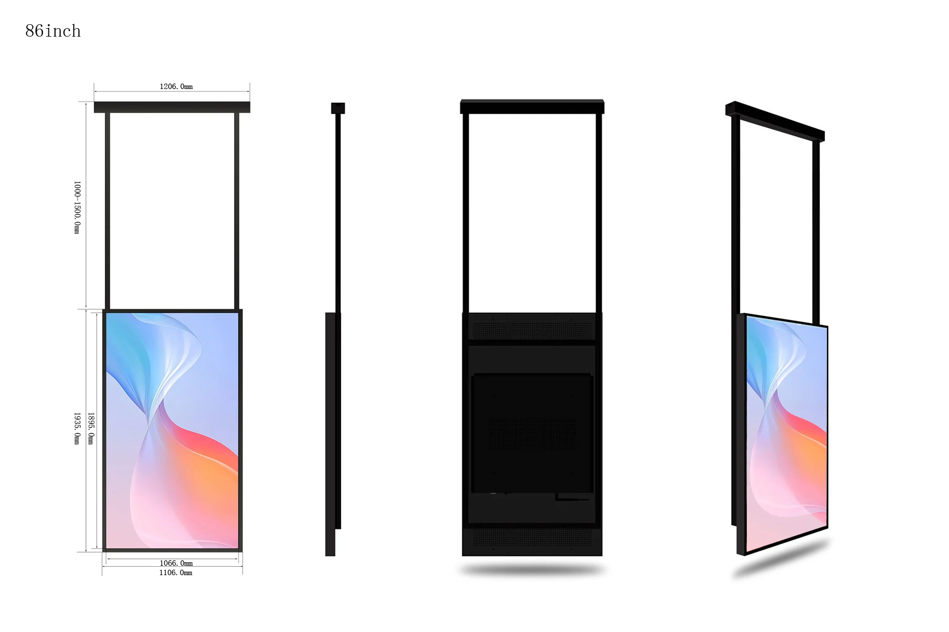 86" Single-Sided 2500nits High Bright Front Window LCD Advertising Display, Android RK3568 2G+32G, Non-Touch, Cloud/APP/USB, Wall-Mount/Floor Stand/Suspended Installation - Image 15