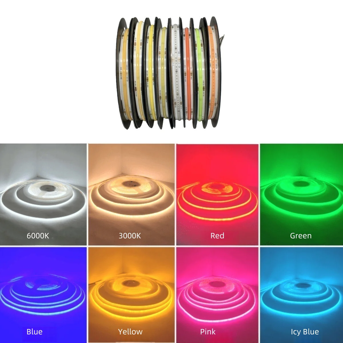 8MM Wide COB Flexible LED Strip Light - 12V / 24V | 320 / 480 / 512 LEDs/M | 3000K / 4000K / 6500K / Red / Blue / Green / Pink / Yellow | 8mm PCB | CRI 80+ | Dot-Free Continuous Lighting | Non-Waterproof | for Cabinets,Kitchen Office Lighting | 5/50M - Image 2