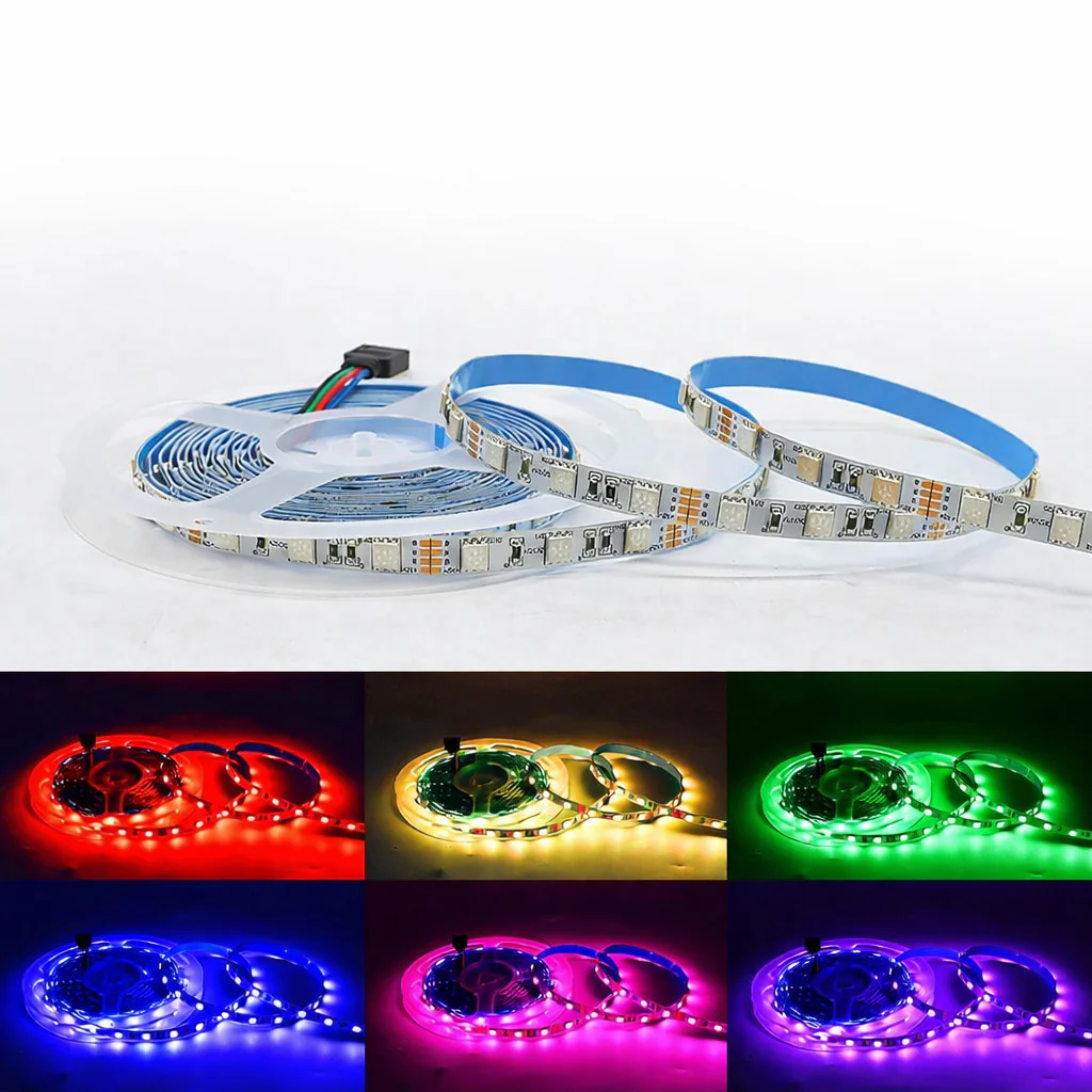 8MM Wide SMD5050 RGB LED Strip Light - DC12V | 60 LEDs/M | 8mm PCB | Non-Waterproof | for Mirror, Kitchen Cabinet, Bedroom | 5/50M - Image 4