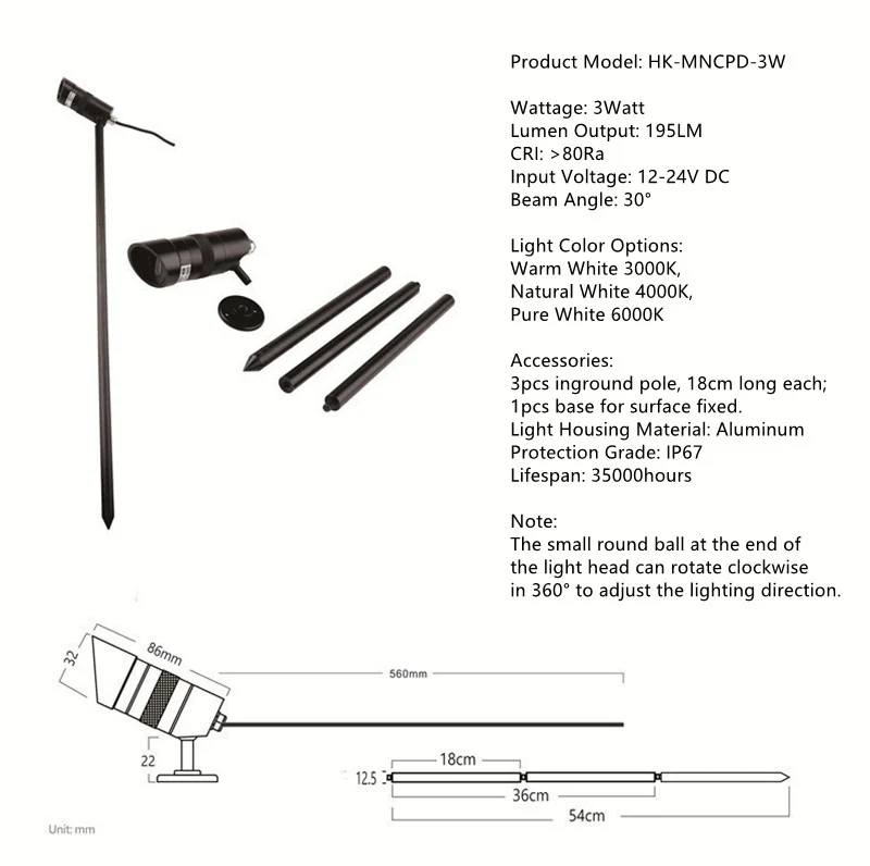 8PCS Pack 3W Pathway LED lights for garden lighting, IP67 Waterproof inground LED lights for lawn lighting and wall light - Image 5