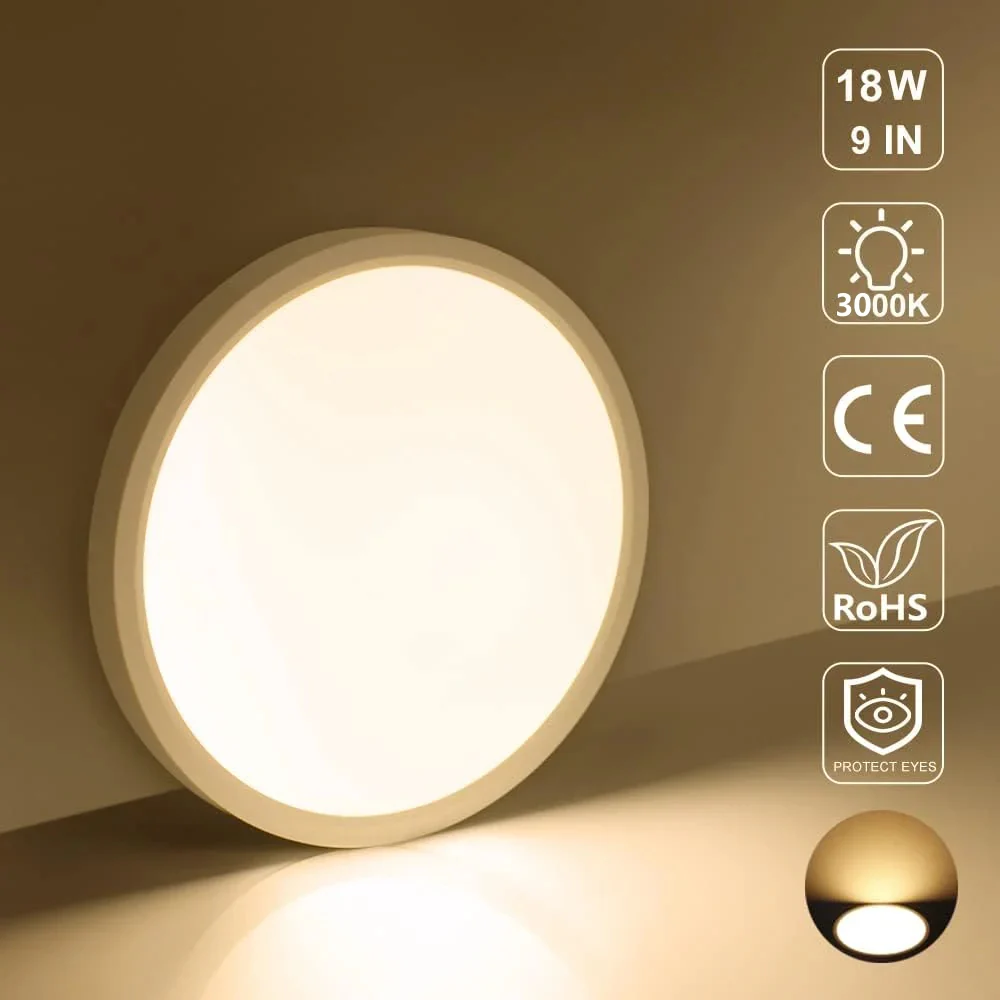 9 Inch Round LED Ceiling Light – 18W – White – 3000K / 4500K / 5000K / 6500K – Flush Mount Ceiling Light – Local Stock (US/UK/DE) - Image 10