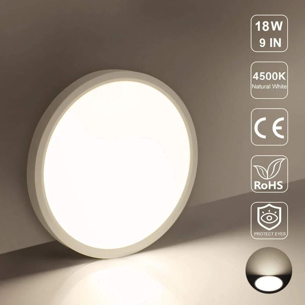 9 Inch Round LED Ceiling Light – 18W – White – 3000K / 4500K / 5000K / 6500K – Flush Mount Ceiling Light – Local Stock (US/UK/DE) - Image 7